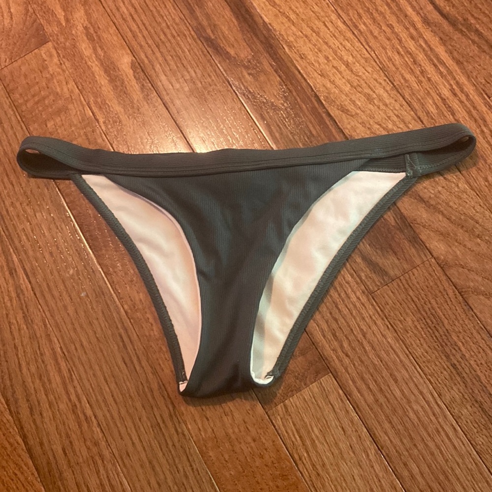 Olive ribbed bikini bottom
